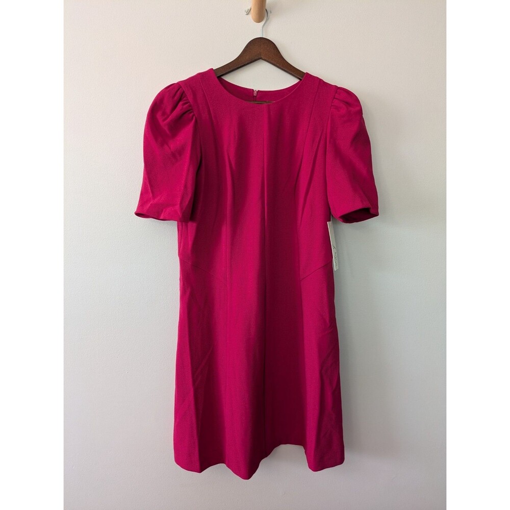 Eliza J Puff Sleeve Dress Hot Pink Fuschia Classic Timeless Event Sz 6 NWT $148